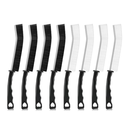 CPSYTE 8 Pcs Cepillo de Limpieza Huecos, Limpiador Juntas Azulejos, cepillos Limpieza Grietas,Cepillo Limpieza Multifuncional para Juntas, para Ventanas Puerta Ranura de Riel, Blanco y Negro, 23CM