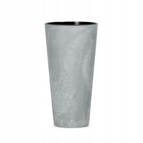 Planter Plant Pot Flowerpot Cylinder Outdoor Garden Balcony Indoor Beton Tall Slim Concrete Effect Modern (Concrete, 28.6cm)