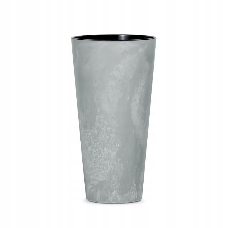 Planter Plant Pot Flowerpot Cylinder Outdoor Garden Balcony Indoor Beton Tall Slim Concrete Effect Modern (Concrete 28.6cm)