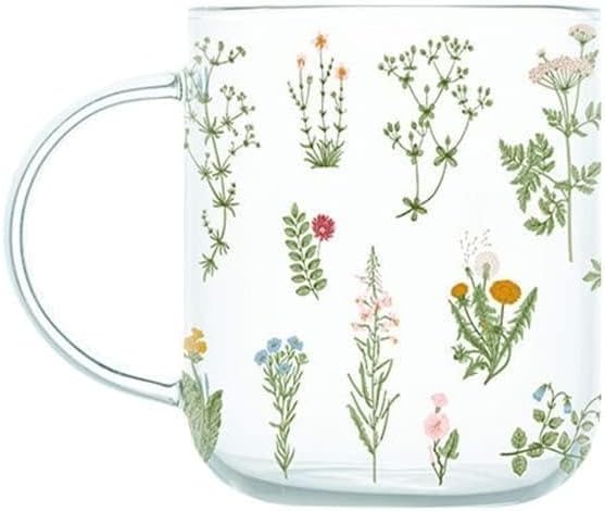 Grass Pattern Borosilicate Glass Milk Coffee Cup Party Juice Beer Mug Kitchen Drinkware Birthday Gift(D)