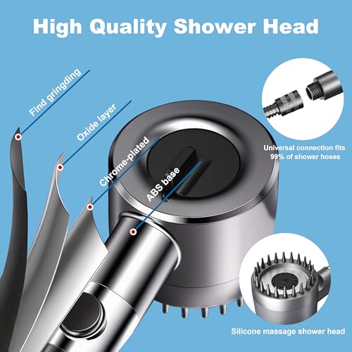 Regadera filtrada con mango, regaderas de alta presión con 3 modos de rociado y interruptor ON/OFF, lavado a presión para baños, regadera desmontable con manguera de acero inoxidable, soporte y filtros de algodón miniatura 6