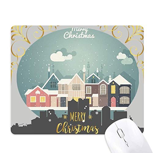 Tapis de souris Noël en caoutchouc antidérapant avec illustration festive de la nuit de Noël