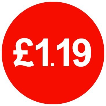 £ Red Price Stickers - 30mm - £1.19, 10000