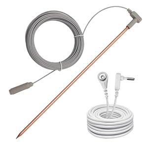 Copper Grounding Rod with 40ft Female Ground Cord, Portable Ground Rod Kit,Great for Grounded Earth Connected Products, Easy to Use with Grounding Mat, Grounding Sheet, Pillowcase, Blankets(1 Pack)