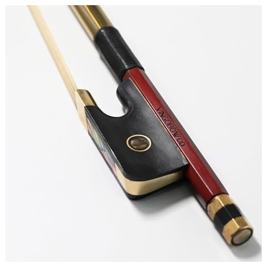 Pernambuco Stick Cello Bow 4/4 Size VINGOBOW 420C Full 4 4 Concert Level Brass Alloy Fitted Parisian Eyes Ebony Frog Well Balanced Sweet Sound Natural Horse Hair for Porfessional Player