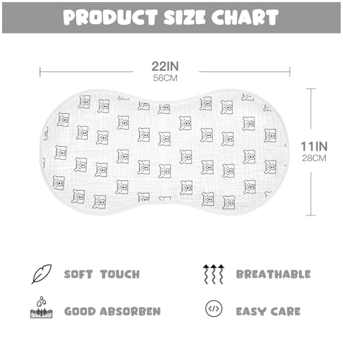 Sketchy Bears Pattern Muslin Baby Burp Cloths - Super Absorbent and Soft Burping Rags - Cotton Burp Clothes Set for Boys and Girls, 4 Pack2