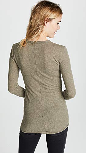 Image of Enza Costa Women's Cashmere Blend Cuffed Crew Top with Thumbholes