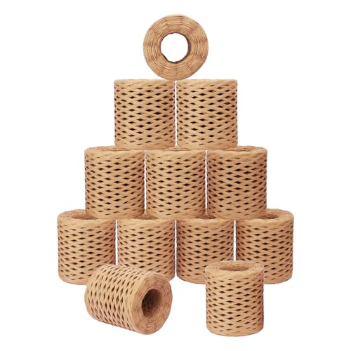 La Mejor Lista de Rafia favoritos de las personas. 41 12 rollos de cinta de rafia de 218 yardas, versátil hilo de rafia para ganchillo, cinta de papel de rafia para envolver regalos, cinta de papel, perfecto para manualidades,...