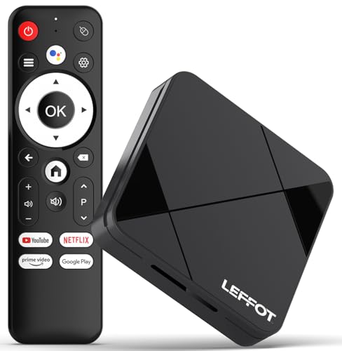 Android 14.0 TV Box 2025, LEFFOT RK3518 4K Ultra HD Streaming Device for TV, 2GB RAM 16GB ROM, Smart TV Box with Voice Remote, 2.4G & 5G WiFi 6, BT 5.4, USB 3.0, HDR10, Rockchip RK3518 Quad-Core A53