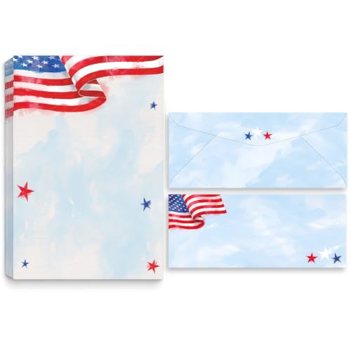 Painted American Flag Printable Letterhead with...