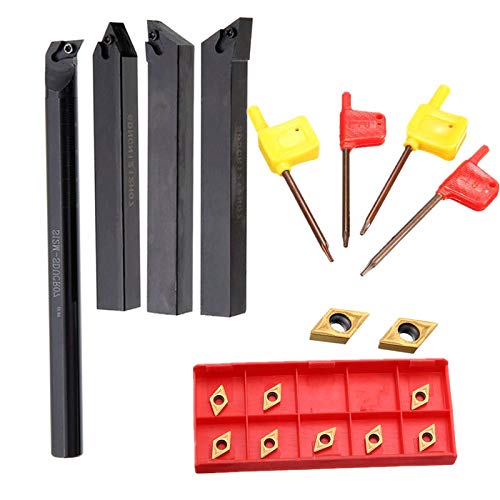 Set de 4 barras de torneado y 10 insertos carburo DCMT0702 miniatura 2
