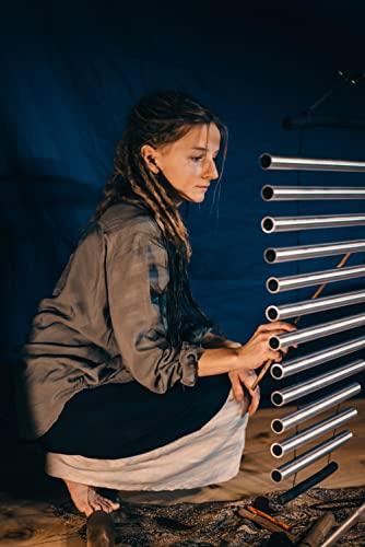 Sound Healing Chimes Rawa “Fiery Mercury” | 12-note Handheld Tubular Bells | Metallophone D Minor Scale | Calming Office Art | Mindfulness Gift