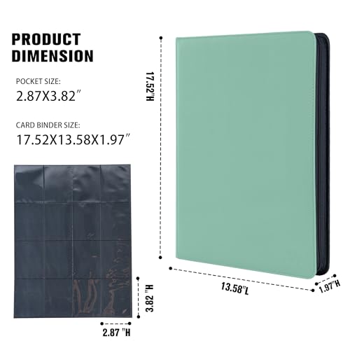 Image of Premium 1000+ Pockets Card Binder,16 Pockets Trading Card Binder Ringless Side Loading Trading Card Album Folder for TCG - Light Green