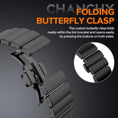 Image of CHANCHY Titanium Band Compatible with Apple Watch Ultra 3 /2 /1 Band 49mm 46mm 45mm 44mm 42mm, Luxury Band Titanium Silicone Dual-Layer Link for Men iWatch Series 11 10 9 8 7 6 5 4 SE