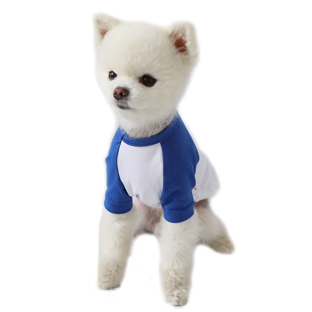 Lucky Petter Dog Cotton Shirts for Small and Large Dogs Raglan T-Shirts Soft Breathable Dog Shirt pet Clothes (X-Small, White/Blue)