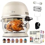 Non Toxic Air Fryer™ - Glass AirFryer 5 Quart w/ 360 Visibility, Self-Cleaning, 400F Vortex Air Fryer for Even Cooking, BPA-Free Teflon Free, 9-in-1 Functions, Rotisserie, Roast, Bake, White