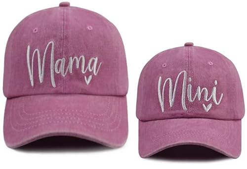Mommy and Me Outfits, Mama Mini Hats, Mom and Daughter Outfits Baseball Cap, Mothers Day Christmas Halloween Birthday Gifts for Mom Mother Girl Women Black Pink