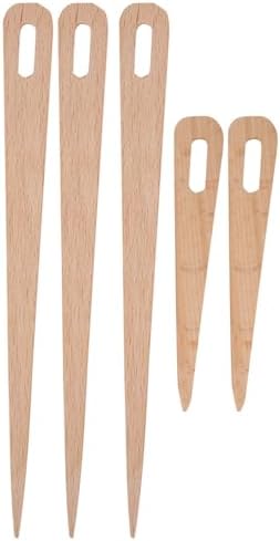 5 agujas de tejer de ojo grande, aguja de ganchillo de madera para tejer a mano, tenedor de madera, aguja de ojo, herramienta de tejer tapiz