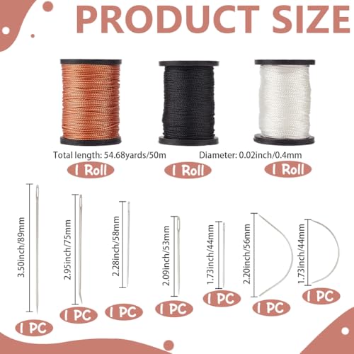 Hilo de nylon trenzado 164.04 yd 3 rollos multicolor miniatura 2