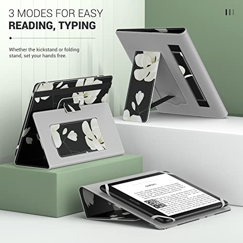 Moko Universal Case For 6",6.8",7" Kindle Ereaders Fire Tablet - Kindle/Kobo/Voyaga/Lenovo/Sony/Kindle E-Book, Folio Shell Cover Case, Lightweight Pu Leather Case With Hand Strap/Kickstand, Magnolia #TOP2