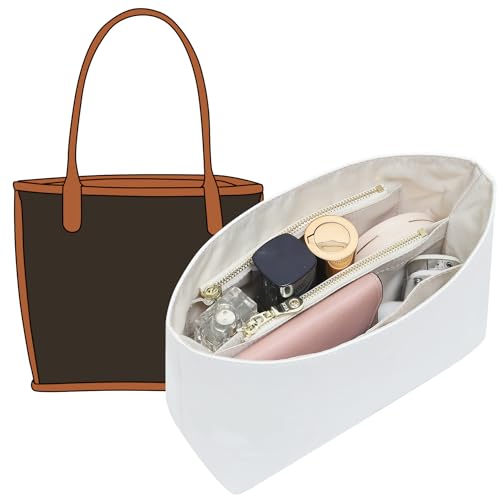 Doxo Inserção organizadora de bolsa compatível com bolsa Goyard para mini bolsa Anjou, divisor de bolsa de mão leve atualizado com zíper YKK (branco)