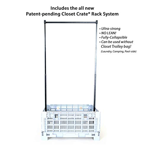 Closet Trolley Collapsible Rolling Dance Bag w/No-Lean Garment Rack - BLACK