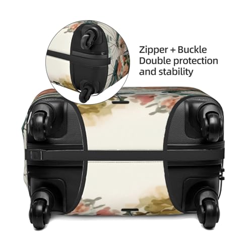 Flowers Basket Bicycle Travel Luggage Cover Fits 18-32 Inch Luggage, Elastic Suitcase Cover Protector with Concealed Zipper for Wheeled Suitcase Tsa Approved4