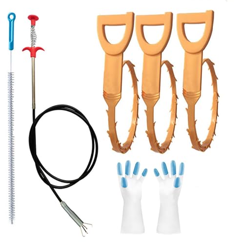 Serpiente Desatascadora Set con Desatascador Flexible Y Cepillo para Limpieza De Desagües Cocina Baño Sin Productos Químicos