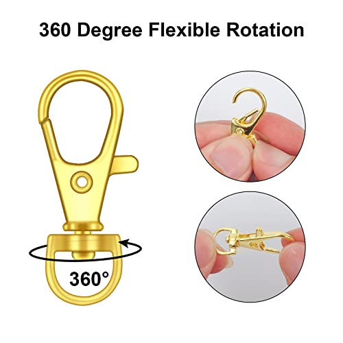 Image of 120PCS Premium Swivel Lanyard Snap Hook with Key Rings, Metal Keychain Hooks for Jewelry Making, Crafts (Gold)
