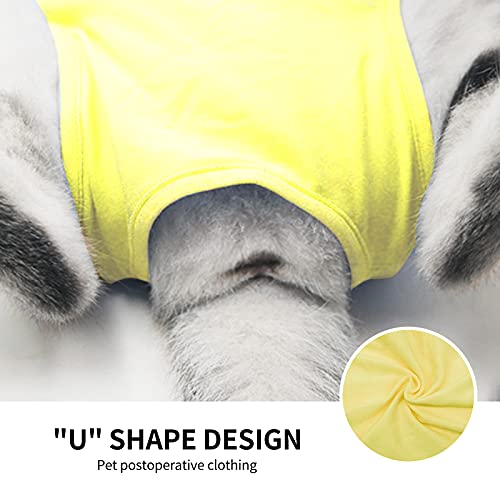 Image of Kitten Onesies,Cat Recovery Suit for Abdominal Wounds or Skin Diseases,After Surgery Wear Anti Licking Wounds,Breathable E-Collar Alternative for Cat Yellow S
