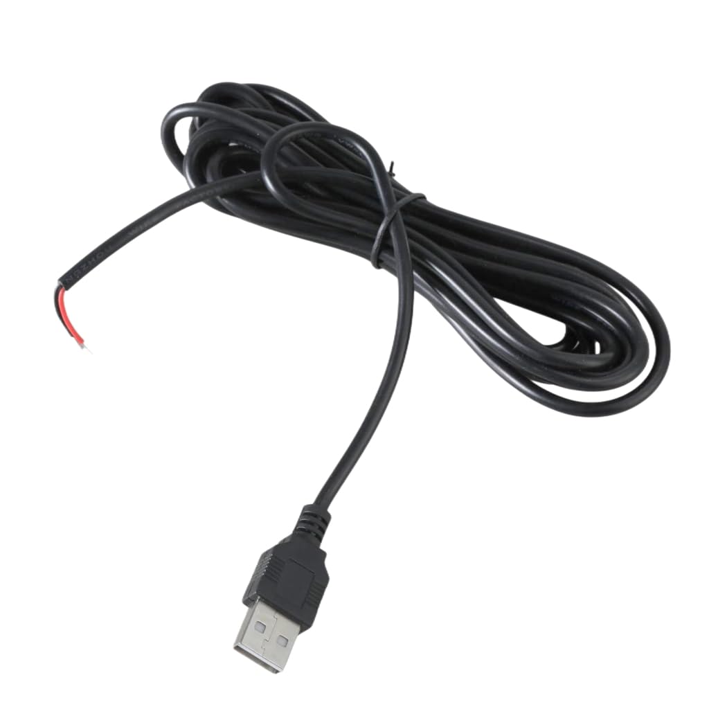 Elnwnnkc USB Male to 2Pin Pigtail Cable Power Cord 22AWG Bare Open End Extension Wire Supports 5V 3A Power