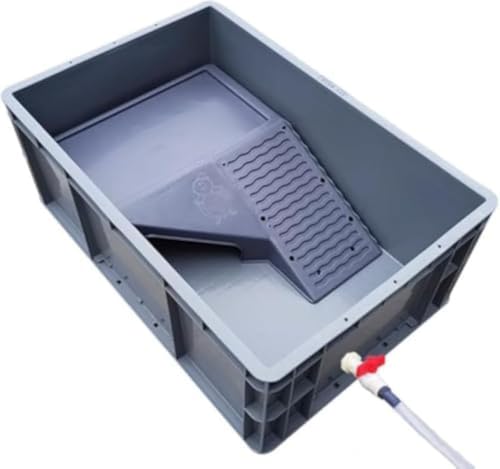 CokBlu 大亀用 蓋付き飼育ケース 大きい亀の水槽セット 初心者向け 排水孔・階段・日向ぼっこ台付き 脱走防止 爬虫類・両生類繁殖ボックス 観察に最適 (グレー,60×40×23センチメートル)