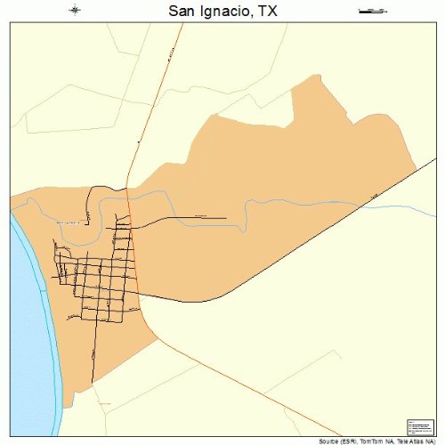 Large Street & Road Map of San Ignacio, Texas TX Printed poster size