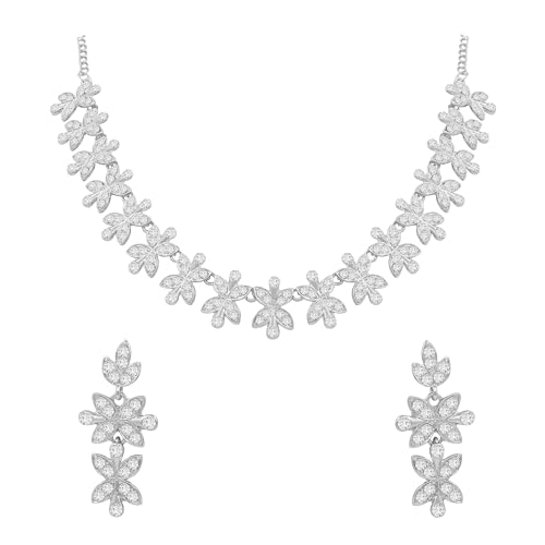 Gargantilla de flores estilo princesa con acabado premium en plata
