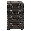 Deco 79 faux leather room chest vintage 4 drawer storage cabinet with buckle straps and gold stud details floor cabinet 16 x 13 x 28 black  urban country home decor