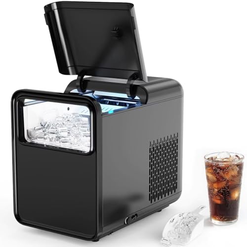 Máquina eléctrica for hacer hielo, autolimpiable, for encimera, con depósito de agua de 1,5 L, 12 kg/26 lb en 24 h, 2 tamaños de cubos de hielo, 9 cubos en 6 minutos, ideal for el hogar, la cocina