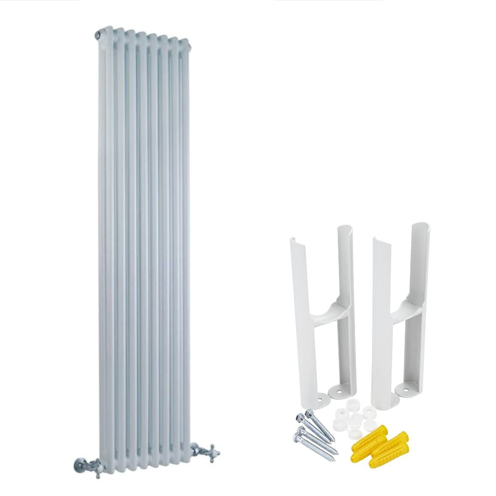 Milano White Windsor Cast Iron Style Vertical Double Column Radiator Feet - 1500Mm X 380Mm