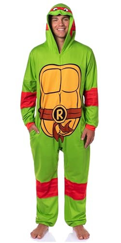 INTIMO Teenage Mutant Ninja Turtles Mens' Hooded Union Suit Costume Sleep Pajama For Adults (Raphael, XX-Large/XXX-Large)