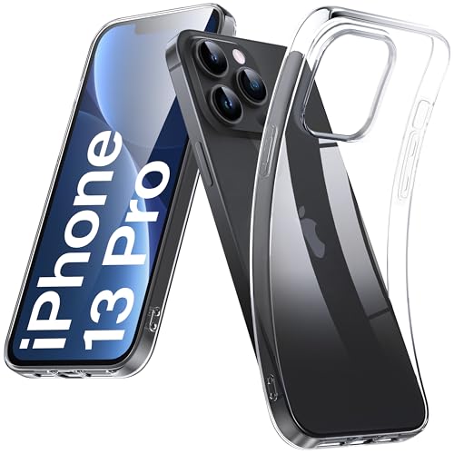 DOSMUNG Funda para iPhone 13 Pro (6,1 Pulgadas), Ultra Fina Suave Carcasa Antigolpes y Anti- Arañazos, Protección a Bordes y Cámara, Compatible con Carga Inalambrica, Transparente