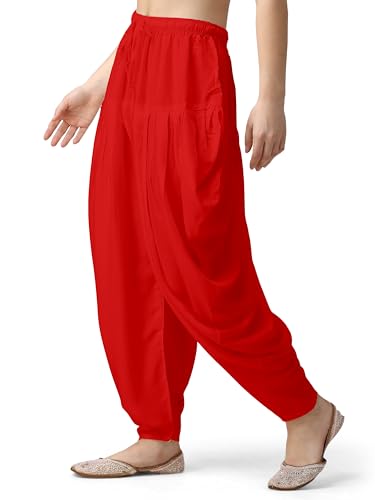 Image of Mehrang Loose Fit Rayon Dhoti Pant for Women Patiala Slawar Bottom Wear Harem Pants, Waist Free Size (26 Inch to 38 Inch)