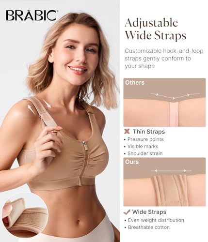 Image of BRABIC Zip Front Closure Everyday Bras for Women Post Sugery Compression