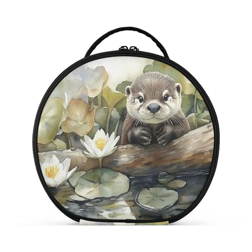 Takiito Otter in Pond Travel Makeup Case Portable Makeup Box Artist Cosmetic Case Organizer With Adjustable Dividers