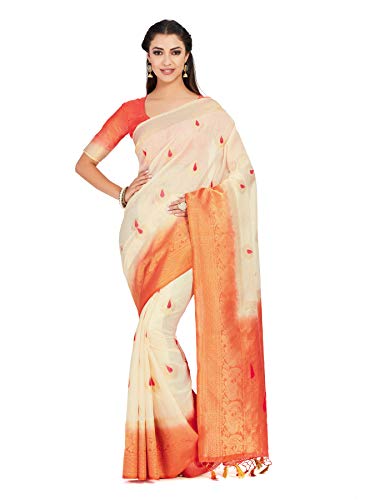 Image of MIMOSA Women Wedding Art Silk Saree Kanjivaram Style With Blouse Light Weight Saree (4373-2289-2D-Hwt-Pch), Beige