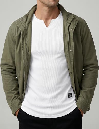 Image of JMIERR Mens Muscle Slim T Shirts Texture V Neck Longline Henley Gym Workout Athletic Tee Shirt