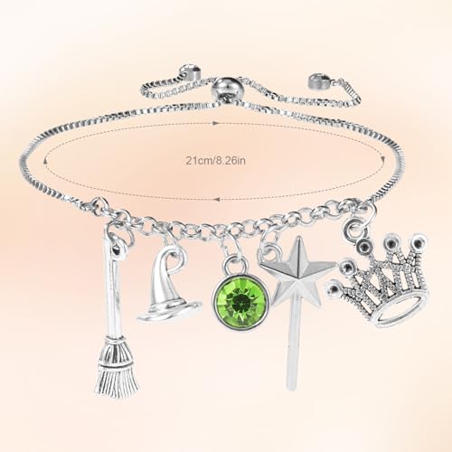 Musical Charm Bracelet, Adjustable Alloy Fancy Bracelet with Witch Hat Fairy Wand Crown Witch Broom Charms Musical Theme Merch Fantasy Bracelet Witch Inspired Musical Gift Musical Lover Gift2