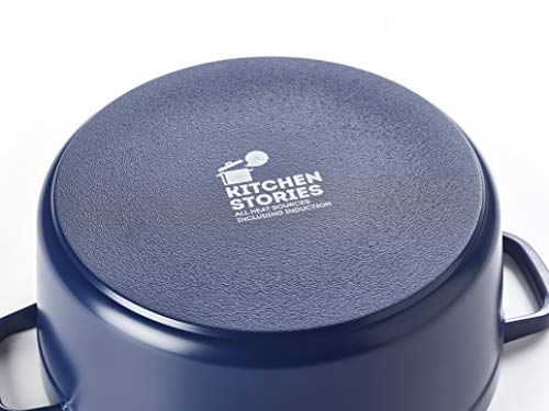 Kitchen Stories CC003208-001 SimmerPro 24cm/4.3L Dutch Oven/Casserole Dish with Tempered Self-basting Lid, Healthy Ceramic Nonstick, Aluminium, Metal Utensil/Induction/Dishwasher/OvenSafe, Dark Blue 3 Gallery Image
