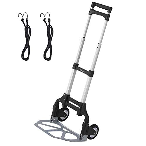 Finether Carretilla Plegable Carro de Transporte con 2 Ruedas y 2 Cuerda...
