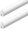Barrina T5 LED Shop Light 2FT, 1100lm, 10W, 6500K (Super Bright White), Utility Garage Lighting, Linkable Ceiling and Under Cabinet Light, Corded Electric with ON/Off Switch, 2 Packs