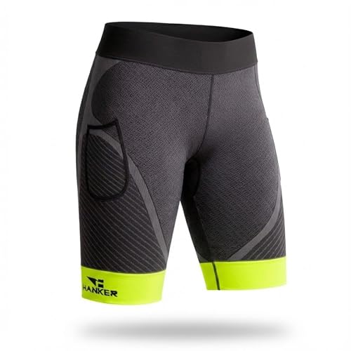 HANKER Malla Corta Compresión para Hombre con Tejido Termoregulador, Bolsillos Grandes y Costuras Planas. Ideal Running y Trail Running