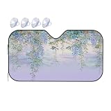 Parasole per parabrezza per auto, camion, furgoni, camper, motivo botanico con glicine floreale, parasole pieghevole, 130 x 70 cm